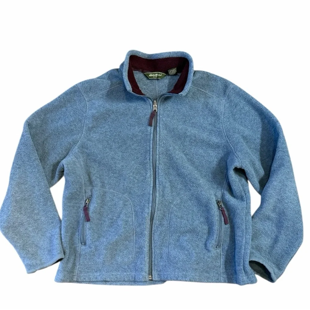 Eddie Bauer Vintage Style Zip Front Fleece Jacket Blue | Cozy Outdoor Core XL - Picture 2 of 7